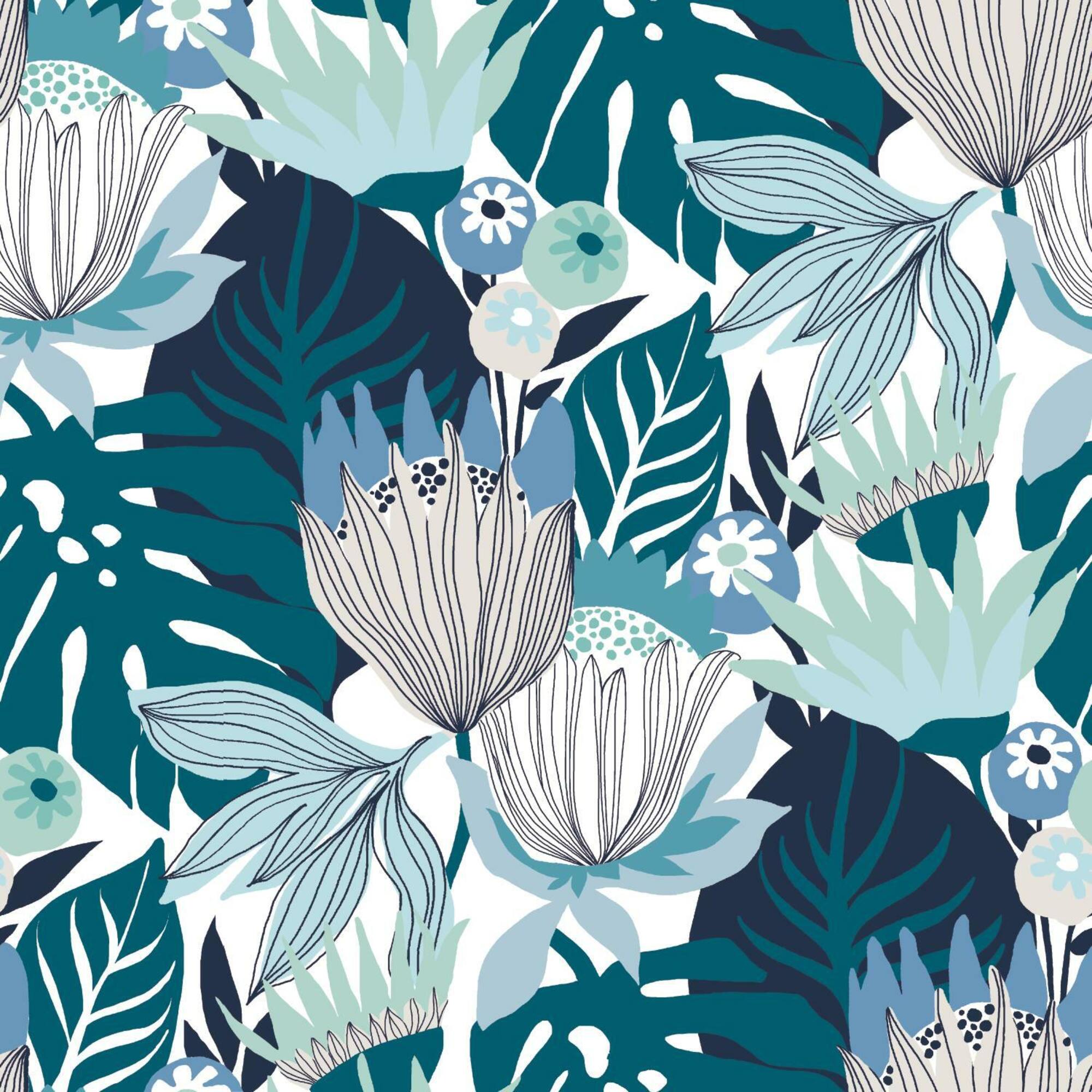 RoomMates Retro Tropical Leaves Peel & Stick Wallpaper